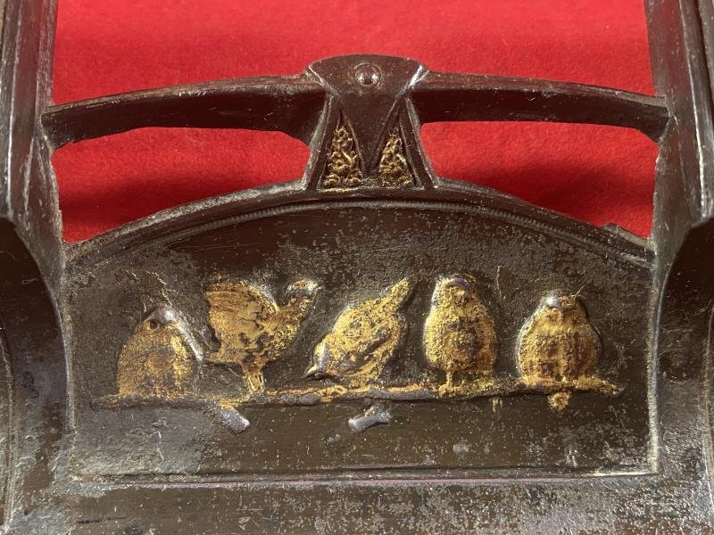 Antique Bronzed and Gilt Pewter Art Nouveau Double Inkwell and Pen Tray — image 4