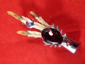 Scottish Silver-Plated Lucky Grouse Foot Brooch set with an Amethyst …