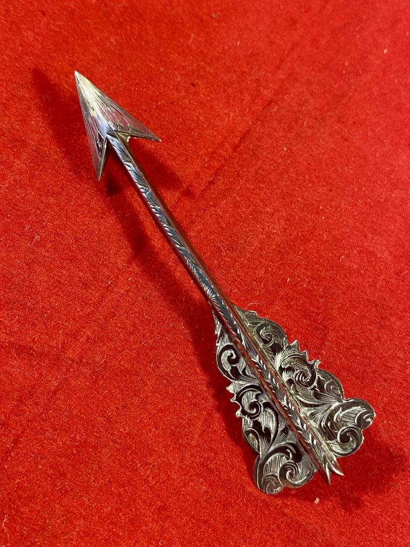 Victorian Engraved Sterling Silver Cupids Arrow Brooch c1870 — image 2