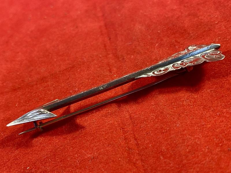 Victorian Engraved Sterling Silver Cupids Arrow Brooch c1870 — image 8