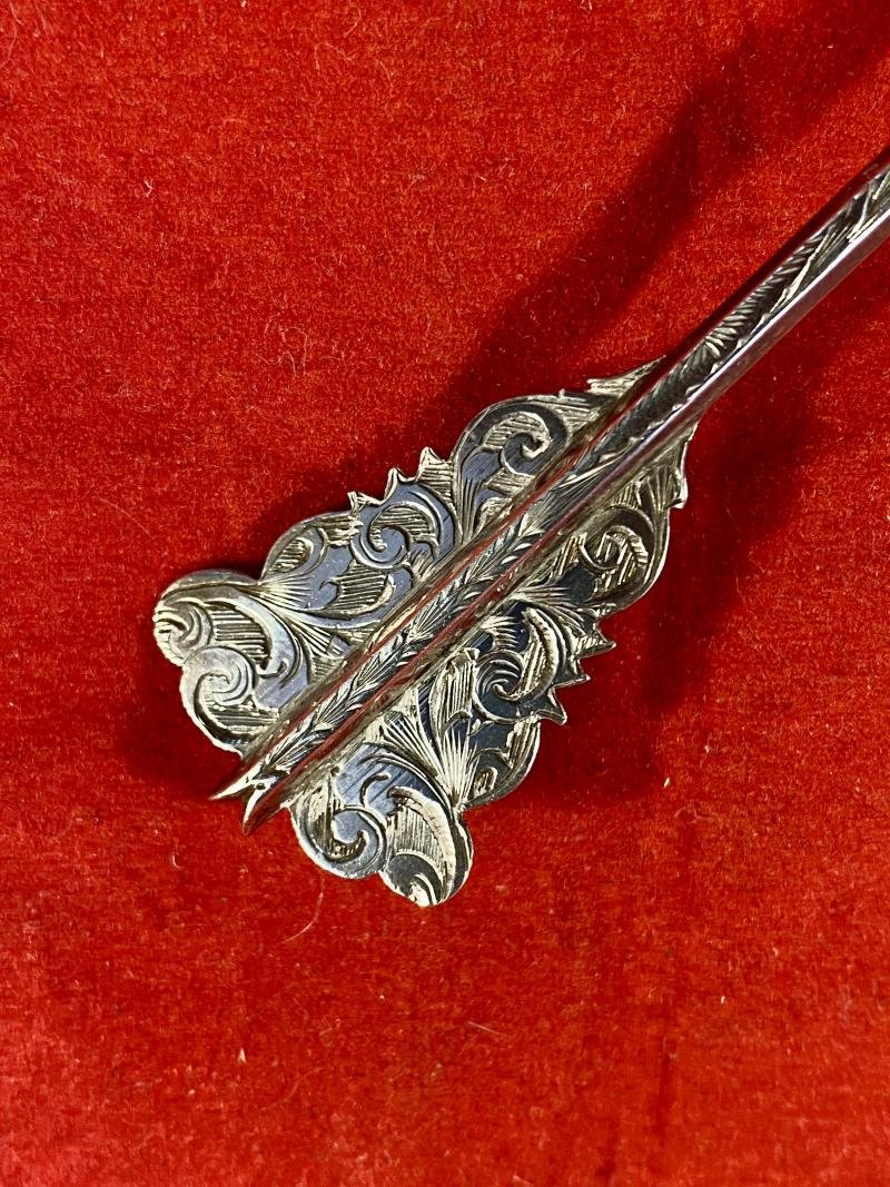 Victorian Engraved Sterling Silver Cupids Arrow Brooch c1870 — image 9