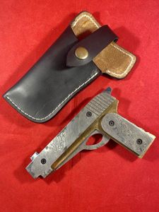 Custom Pistol Shaped Damascus Folding Knife by Mr Koobi with …