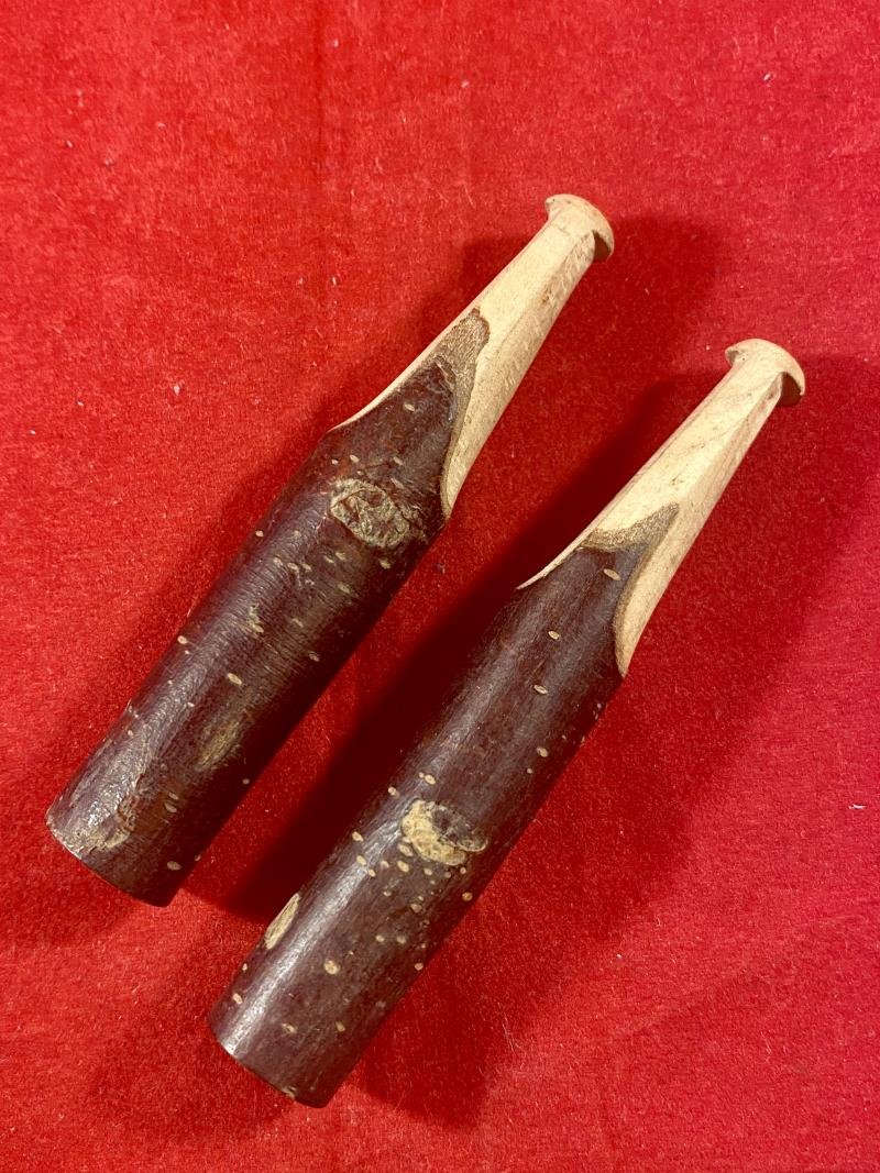Two Unusual WW1 German Officer's Hazelnut Wood Cigar -Cigarette Holders in Original Box — image 2