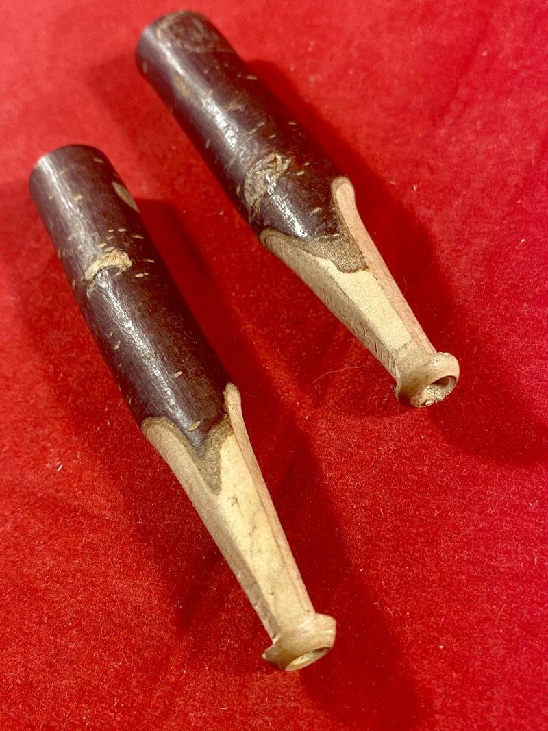 Two Unusual WW1 German Officer's Hazelnut Wood Cigar -Cigarette Holders in Original Box — image 3