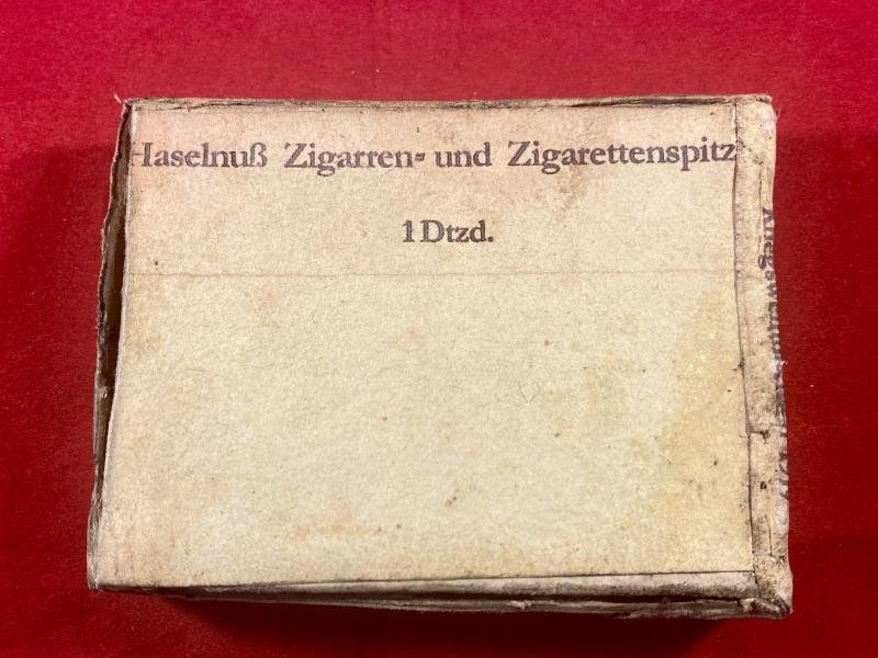 Two Unusual WW1 German Officer's Hazelnut Wood Cigar -Cigarette Holders in Original Box — image 6