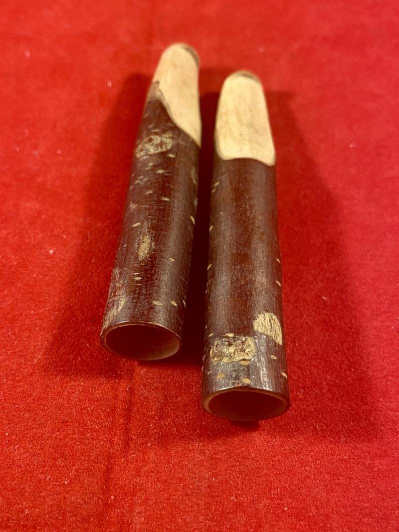 Two Unusual WW1 German Officer's Hazelnut Wood Cigar -Cigarette Holders in Original Box — image 8