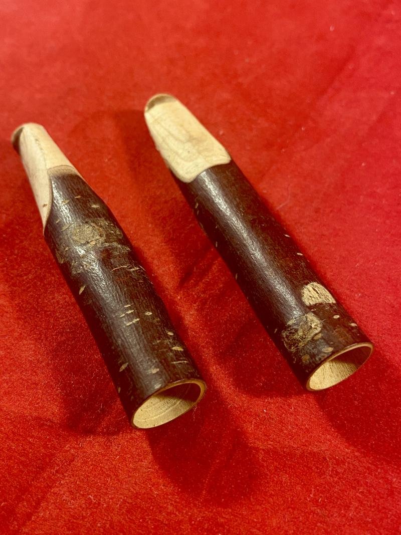 Two Unusual WW1 German Officer's Hazelnut Wood Cigar -Cigarette Holders in Original Box — image 9