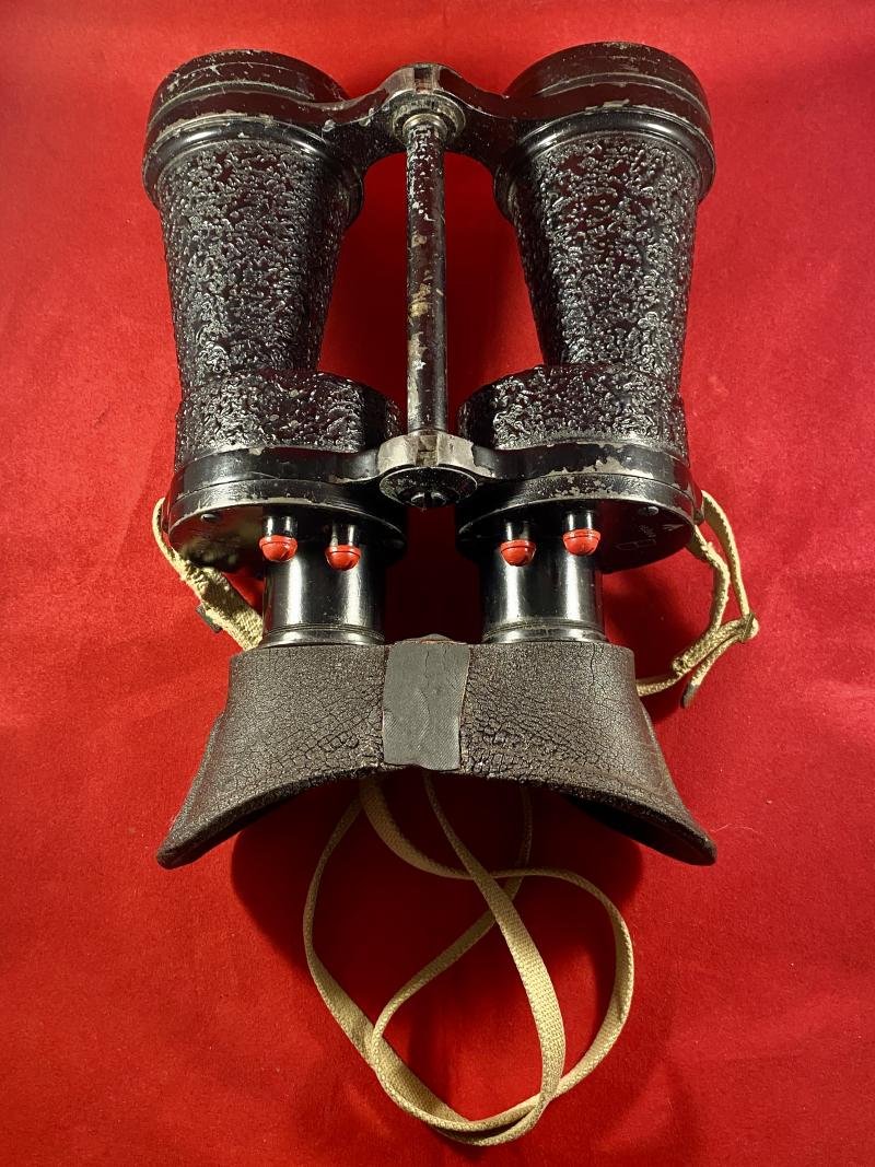 Pair Of WW2 British R.A.F. Mk 4 Aircraft/U-Boat Spotting Binoculars with Rubberised Eye Shields and Canvas Strap — image 2