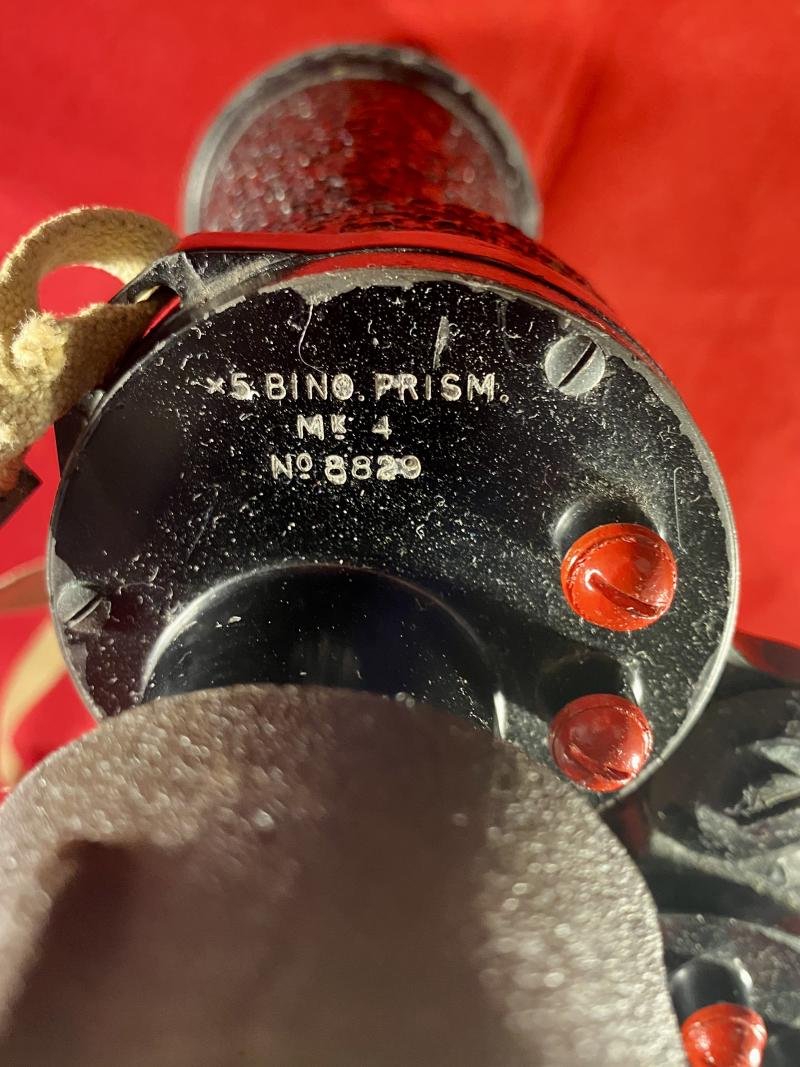 Pair Of WW2 British R.A.F. Mk 4 Aircraft/U-Boat Spotting Binoculars with Rubberised Eye Shields and Canvas Strap — image 4