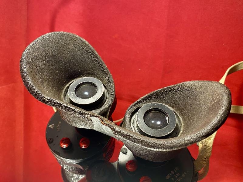 Pair Of WW2 British R.A.F. Mk 4 Aircraft/U-Boat Spotting Binoculars with Rubberised Eye Shields and Canvas Strap — image 8
