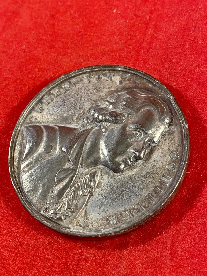 Antique Silver Plated Bronze Medallion Commemorating the death of Friedrich von Schiller in 1805 — image 6