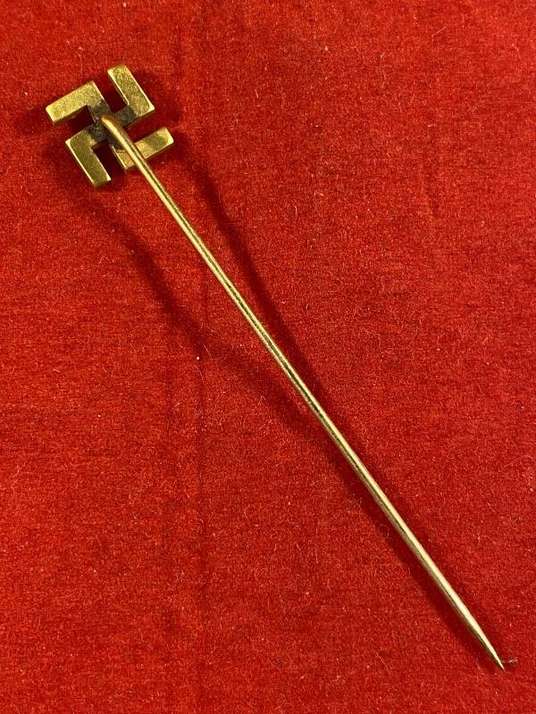 Antique Swastika Stickpin made with Seed Pearls Set in Gilt Metal by Plainville Stock Company USA c1890 — image 4