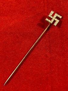 Antique Swastika Stickpin made with Seed Pearls Set in Gilt …