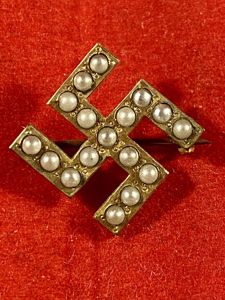 Antique Swastika Brooch made with Seed Pearls Set in Gilt …