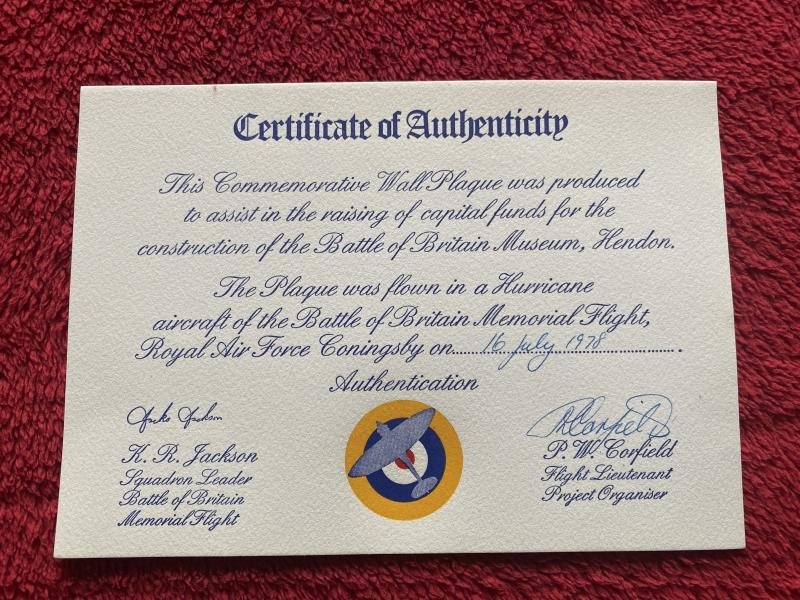 Limited Edition Battle of Britain Museum - Lancaster – Commemorative Wall Plaque with Certificate and Box c1978 — image 6