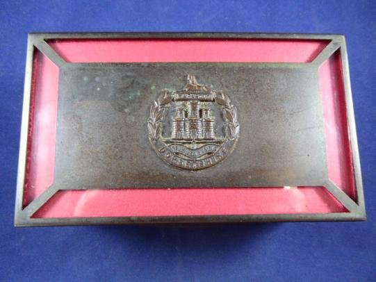 WW2 Period Large Bronzed Copper Cigarette Box Linked to The Dorsetshire Regiment — image 7