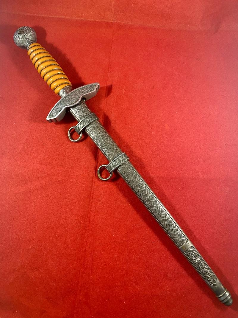 WW2 German 2nd Model Luftwaffe Dagger by ALCOSO with Beautiful Dark Orange Grip — image 3