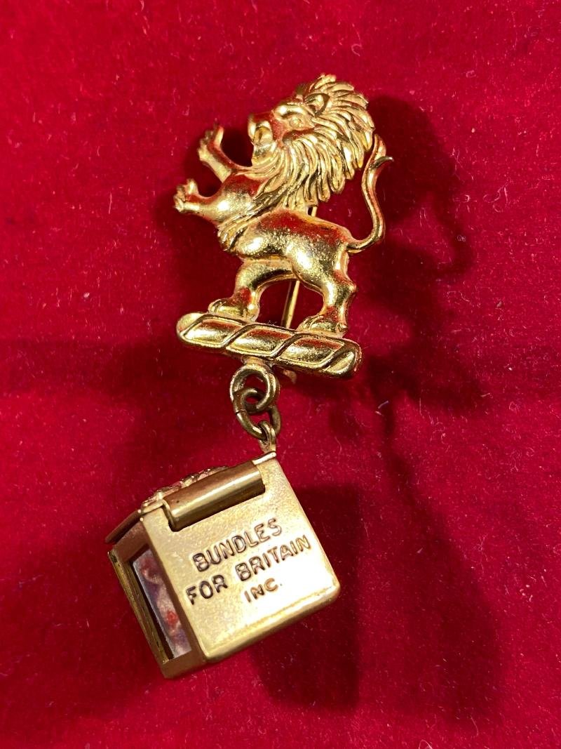 Rare WW2 “Bundles for Britain” Lion & Union Jack Brooch by Walter Lampl USA — image 4