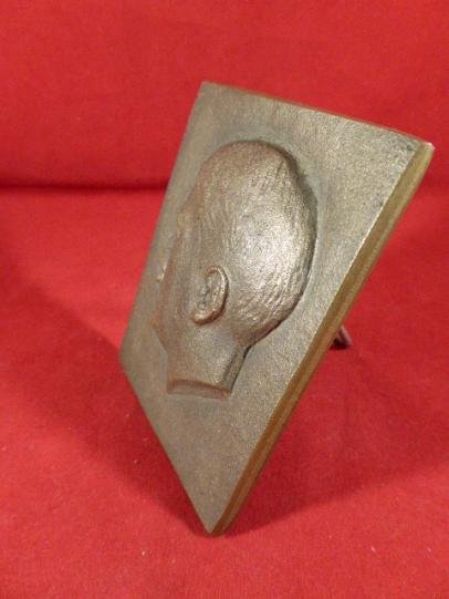 Early WW2 German Small Solid Bronze Desk Plaque of Adolf Hitler — image 2