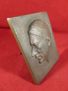 Early WW2 German Small Solid Bronze Desk Plaque of Adolf …