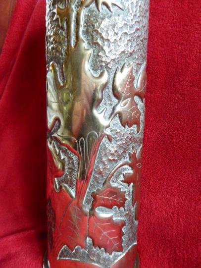Large WW1 French 105mm Trench Art Embossed Brass Shell Case — image 3