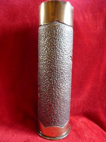 Large WW1 French 105mm Trench Art Embossed Brass Shell Case — image 5