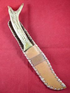 Customised Bowie Knife with Stag Antler Grip and Leather Sheath …