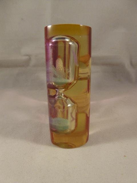 Vintage Hourglass Egg Timer with Seashells Encased in clear Pink Lucite — image 4