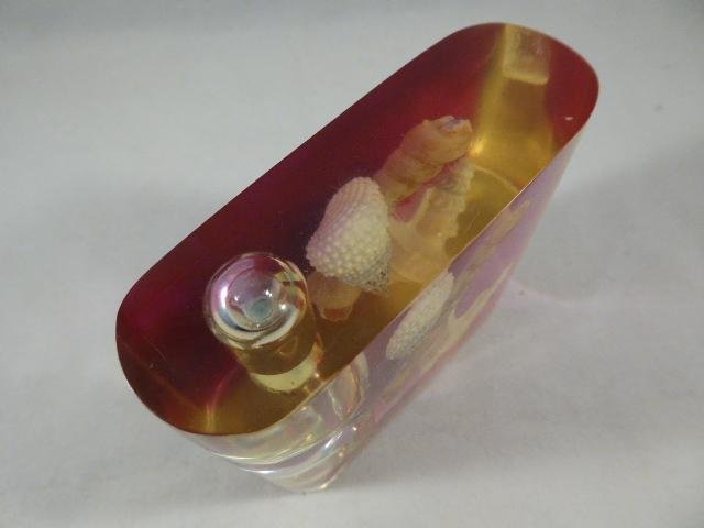 Vintage Hourglass Egg Timer with Seashells Encased in clear Pink Lucite — image 5