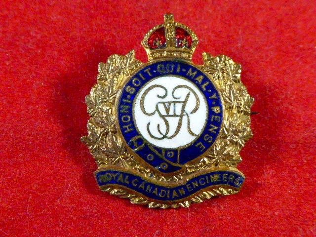 WW2 Royal Canadian Engineers Gilt Brass & Enamel Sweetheart Brooch — image 5