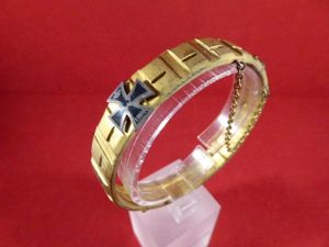 WW1 German Trench Art Driving Band Bracelet with Black Enamel …