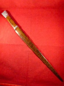 Stunning Antique Victorian Mahogany Striped Wooden Page-Turner with Hallmarked Silver …