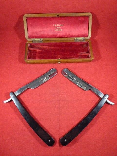 Rare Boxed Set of Two Cutthroat Razors by the Famous Cutler J. W. STUTTER London c1880 — image 2