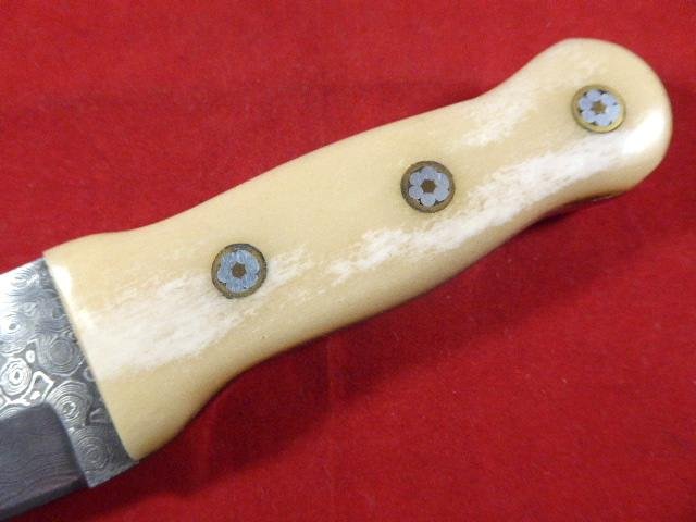 Vintage PERKIN Special Edition Damascus Collector's Hunting Knife with Leather Sheath — image 8