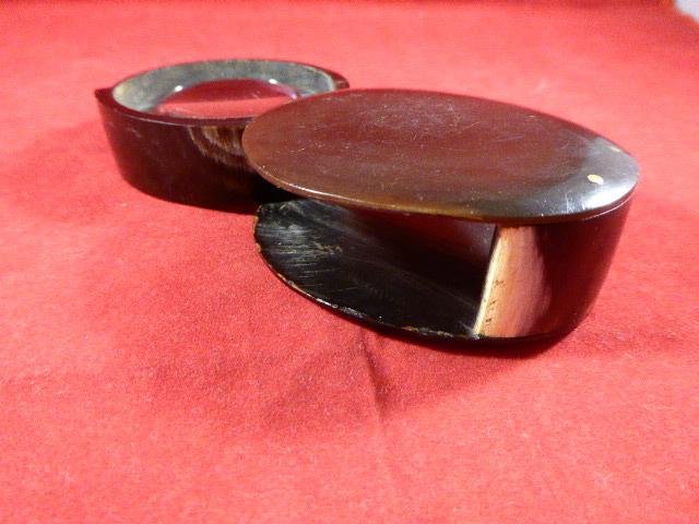 Rare Large Antique Victorian Horn Cased Magnifying Glass - Single Lens Loupe — image 4