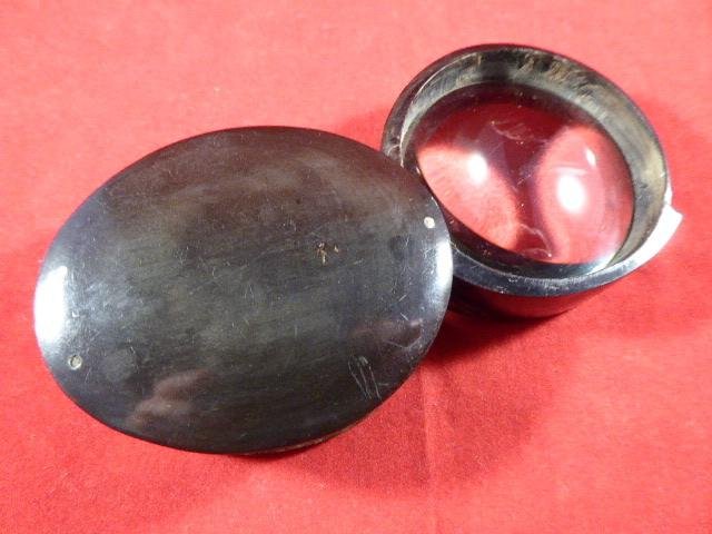 Rare Large Antique Victorian Horn Cased Magnifying Glass - Single Lens Loupe — image 6