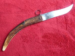 Huge Antique French Folding Palm Knife Stag Grip and 10' …