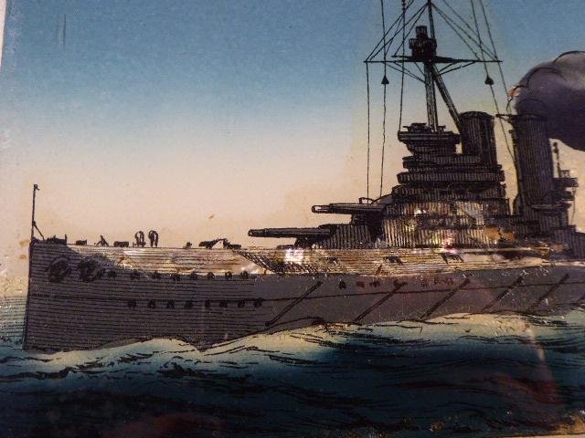 Reverse Glass Painted Picture of H.M.S. GOLIATH Memorialising her sinking in the Dardanelles 12th May 1915 during WW1 — image 5