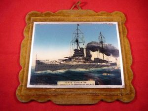 Reverse Glass Painted Picture of H.M.S. GOLIATH Memorialising her sinking …
