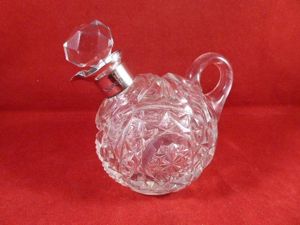 Beautiful English Silver Topped Cut Glass Oil Decanter by John …
