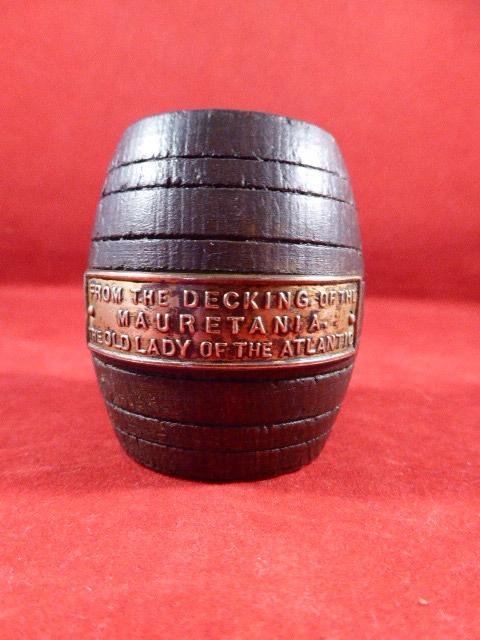 Wooden Barrel Match Holder made from the Decking of R.M.S. MAURETANIA — image 3