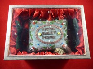 Framed Victorian Period Sweetheart Pincushion – “Home Sweet Home”