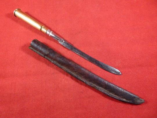 Unusual British WW2 Bullet Trench Art Letter Opener with Leather Sheath — image 2