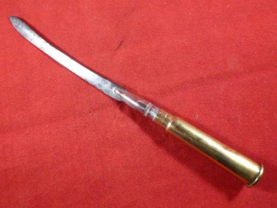 Unusual British WW2 Bullet Trench Art Letter Opener with Leather Sheath — image 5