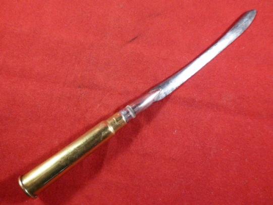 Unusual British WW2 Bullet Trench Art Letter Opener with Leather Sheath — image 6