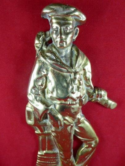 Solid Brass Nautical 'BRITAINS PRIDE' Sailor Figure Doorstop - Harbour Post — image 2