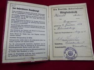 Original WW2 DAF (Deutsche Arbeitsfront) German Workers Syndicate Members ID …