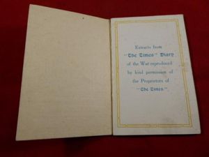 Unusual WW1 Miniature Diary of The War Extracts from The …