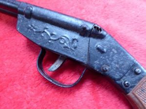 Vintage “Bend to Cock” Double-Barrelled Cork Firing Toy Shotgun – …