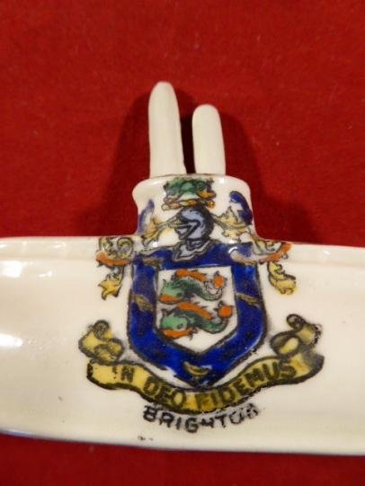 WW1 (Brighton) Crested China Model of the British Submarine E1 made by Savoy China — image 4